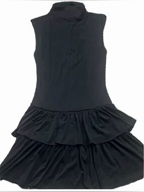 Wild Fable Drop Waist Black Sleeveless Mock-Neck Tiered Dress
